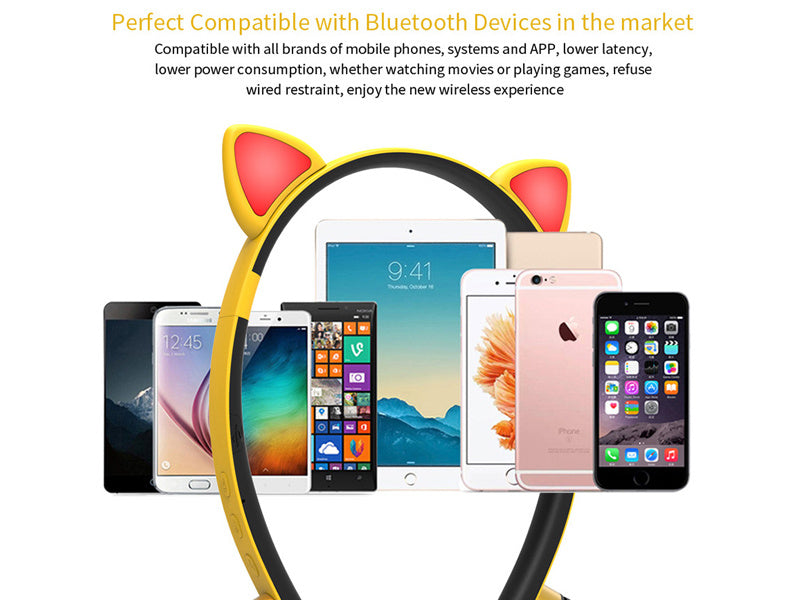 LED Glowing True Wireless Bluetooth Headphones Auriculares Cartoon Girl Headband Cat Ear Headset With Microphone For All Phones