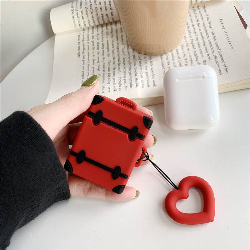 Liquid Silicone Airpods Protective Case Suitcase Cute